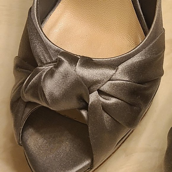 Miss Dior Gray Satin Platform Peep Toe Pump (9) - Picture 8 of 11